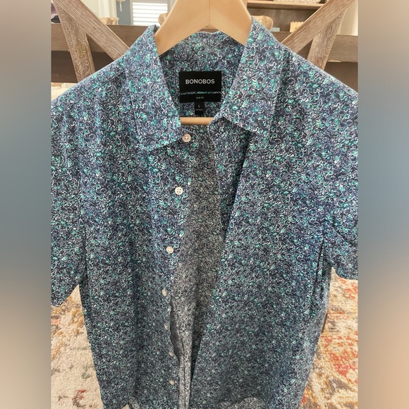 BONOBOS Slim Fit Short Sleeve Button-Up Shirt Size Large - Picture 6 of 6